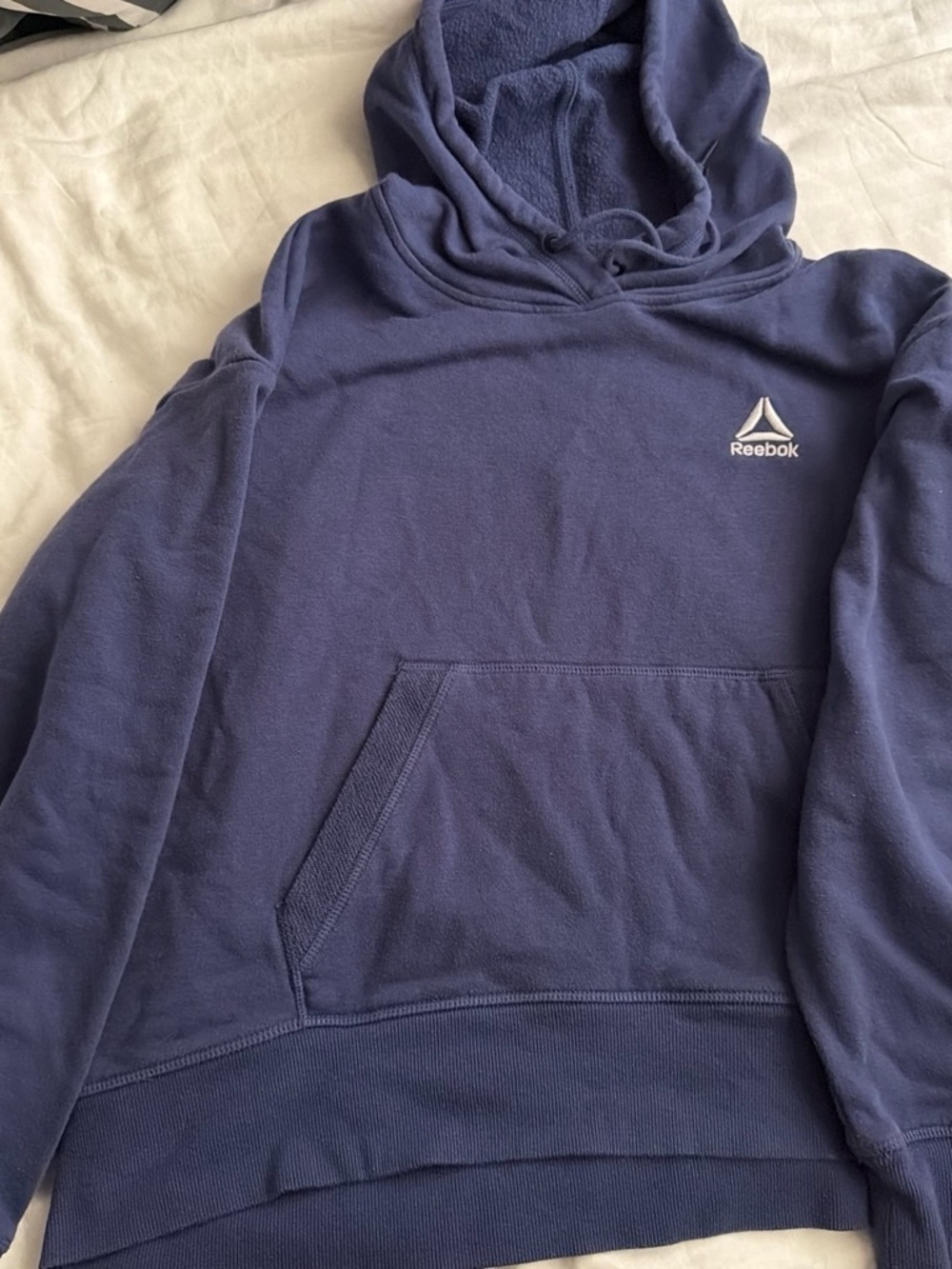 Reebok Men's Dark Blue Pullover Hoodie with Logo